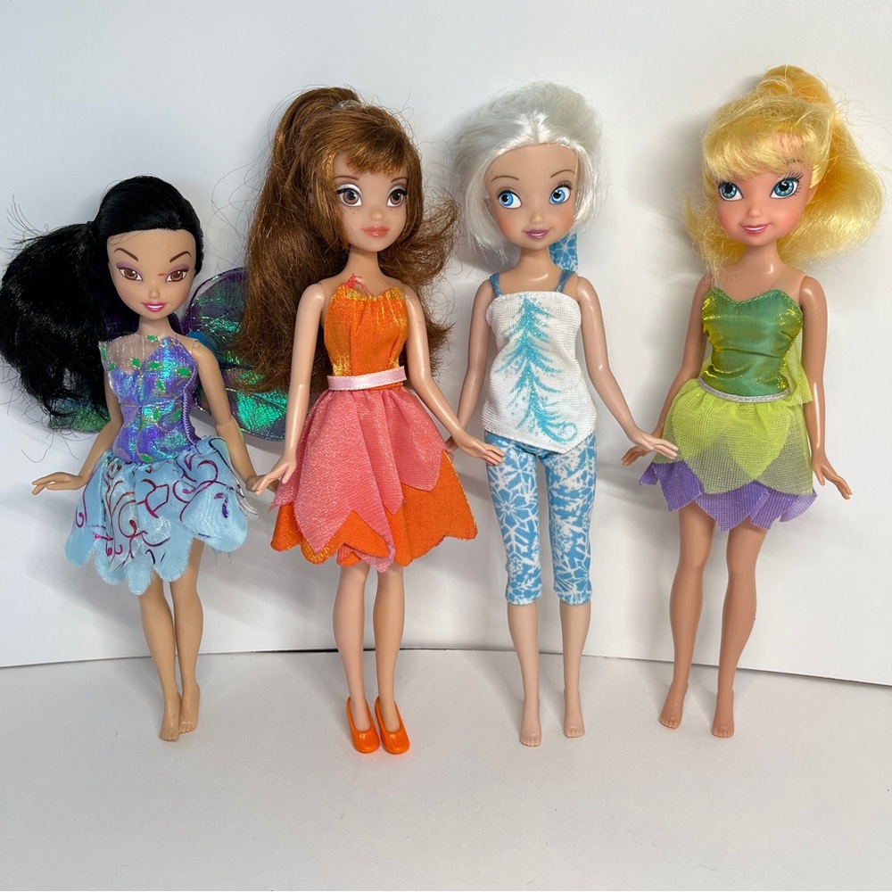 Disney Fairies Tinker Bell Doll Lot Fawn Silvermist Periwinkle Pajama Party Pjs